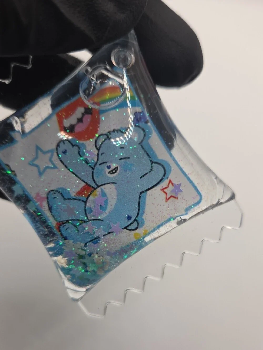 Care Bears Blue and White Keychain Charm with Rainbow Bear